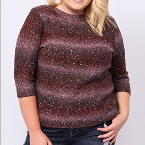 Leo & Nicole Boat Neck 3/4 Sleeve Maroon Sweater